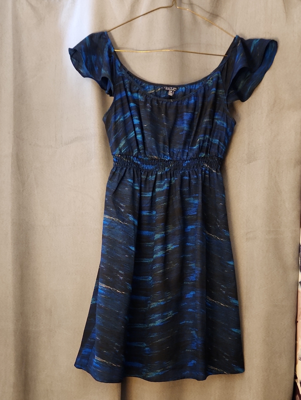 Women’s Ocean-Blue Patterned Short Sleeve Dress